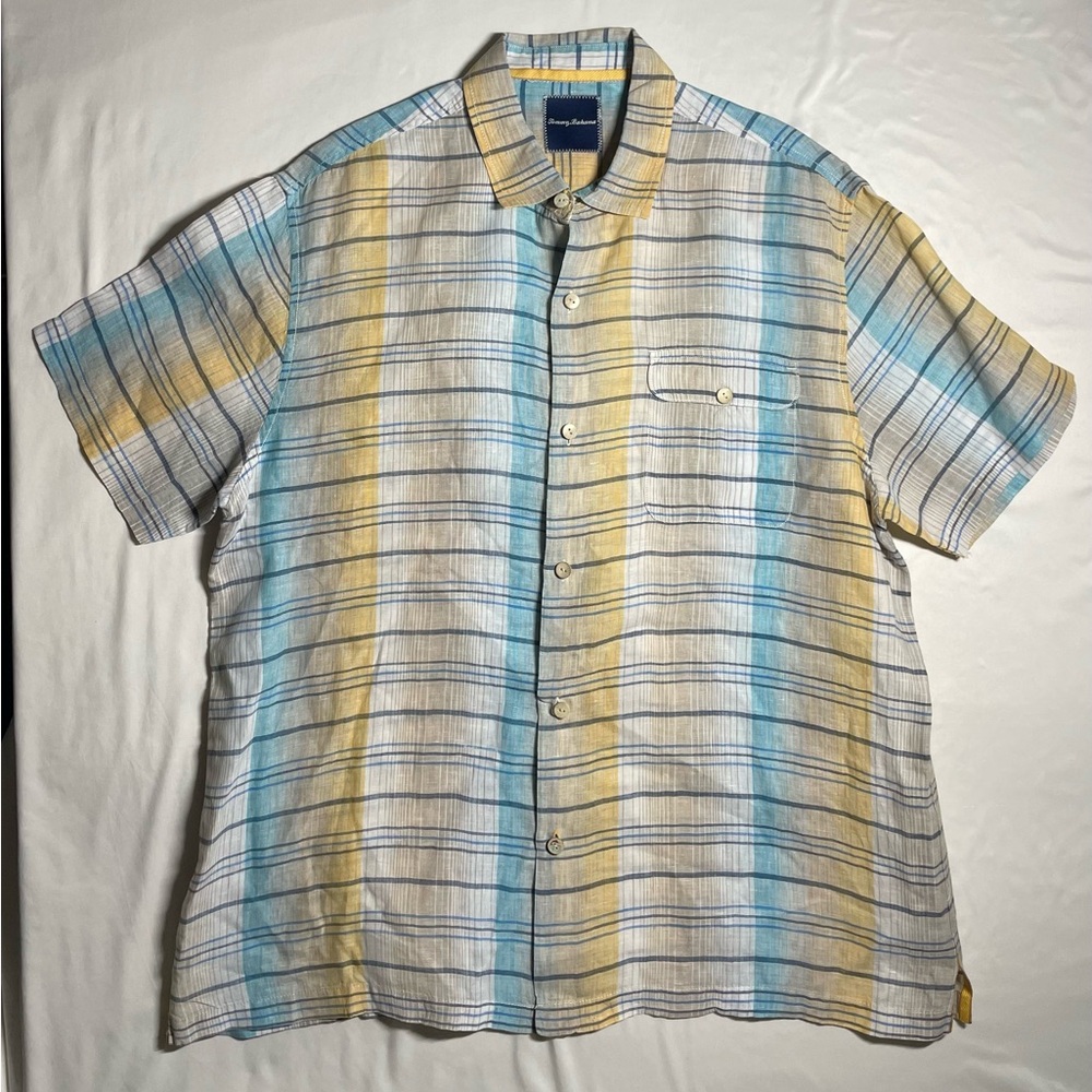 Tommy Bahama Button Up Shirt Men’s XXL Multicolor Plaid Short Sleeve